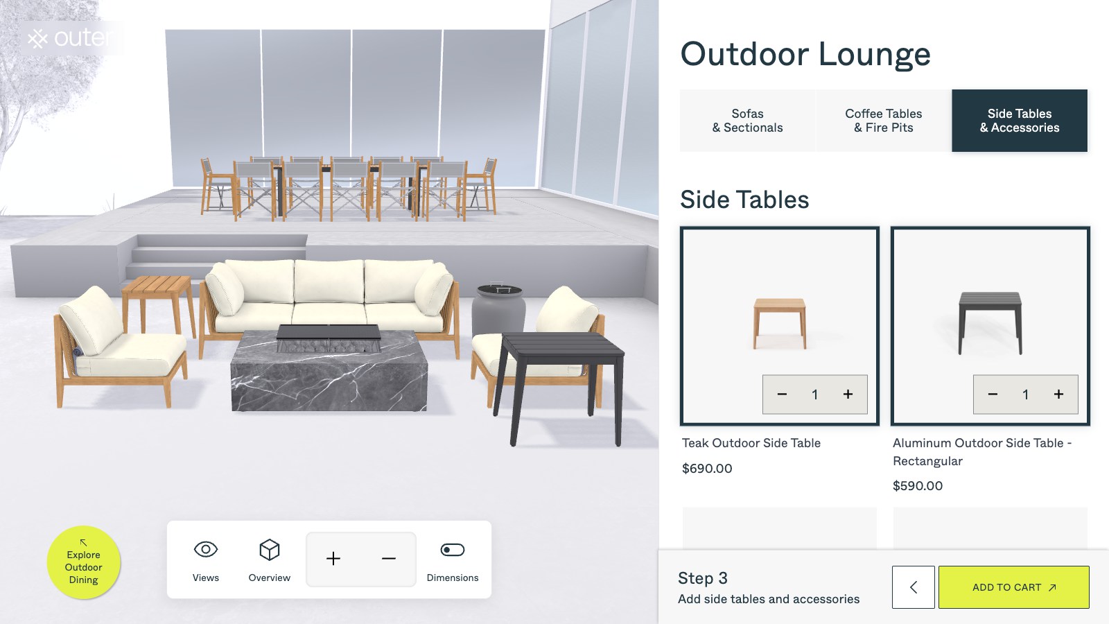 Outer 户外家具 Shopify 3D 配置器