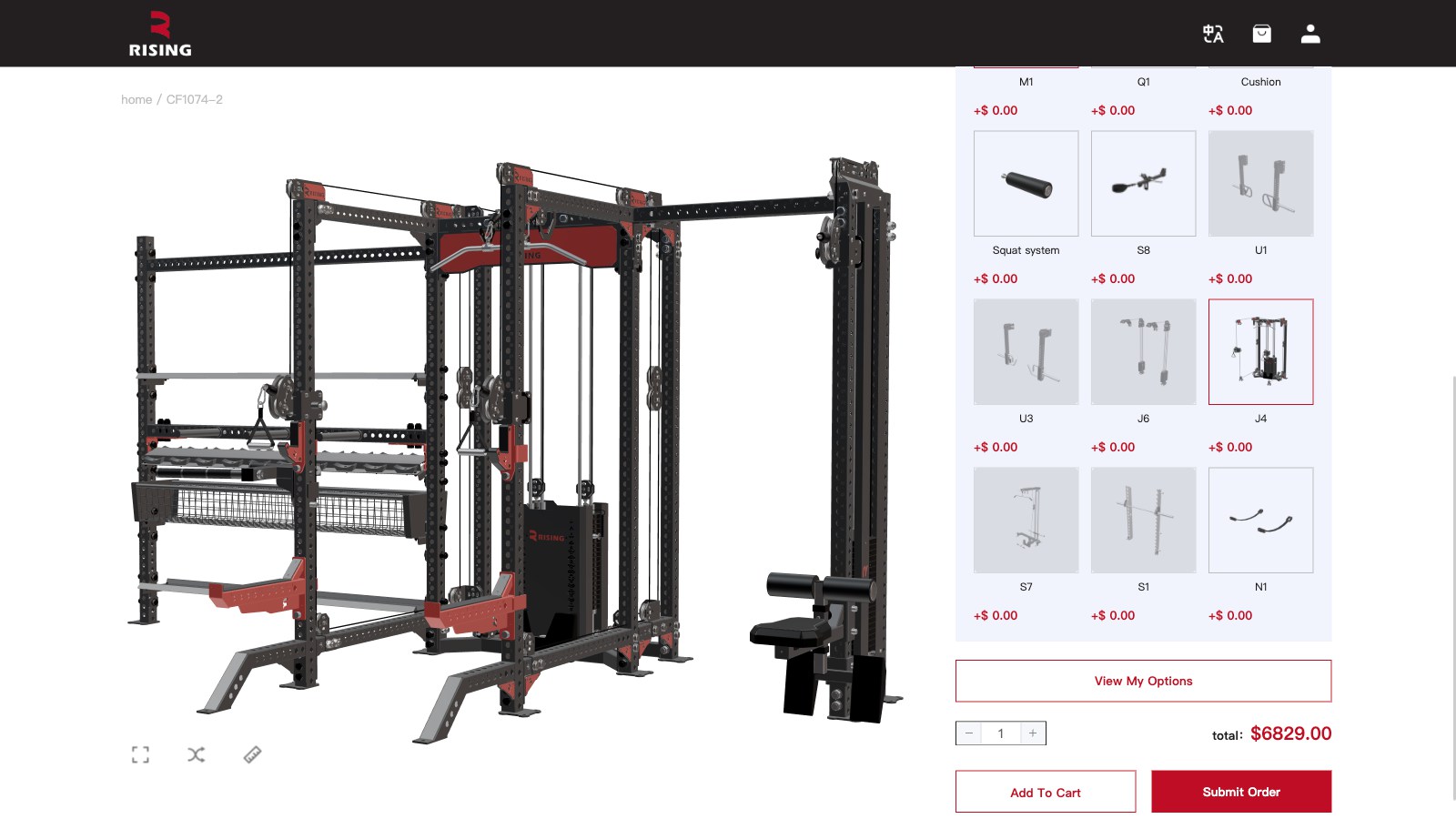 RISING Fitness Equipment 3D Custom Configurator