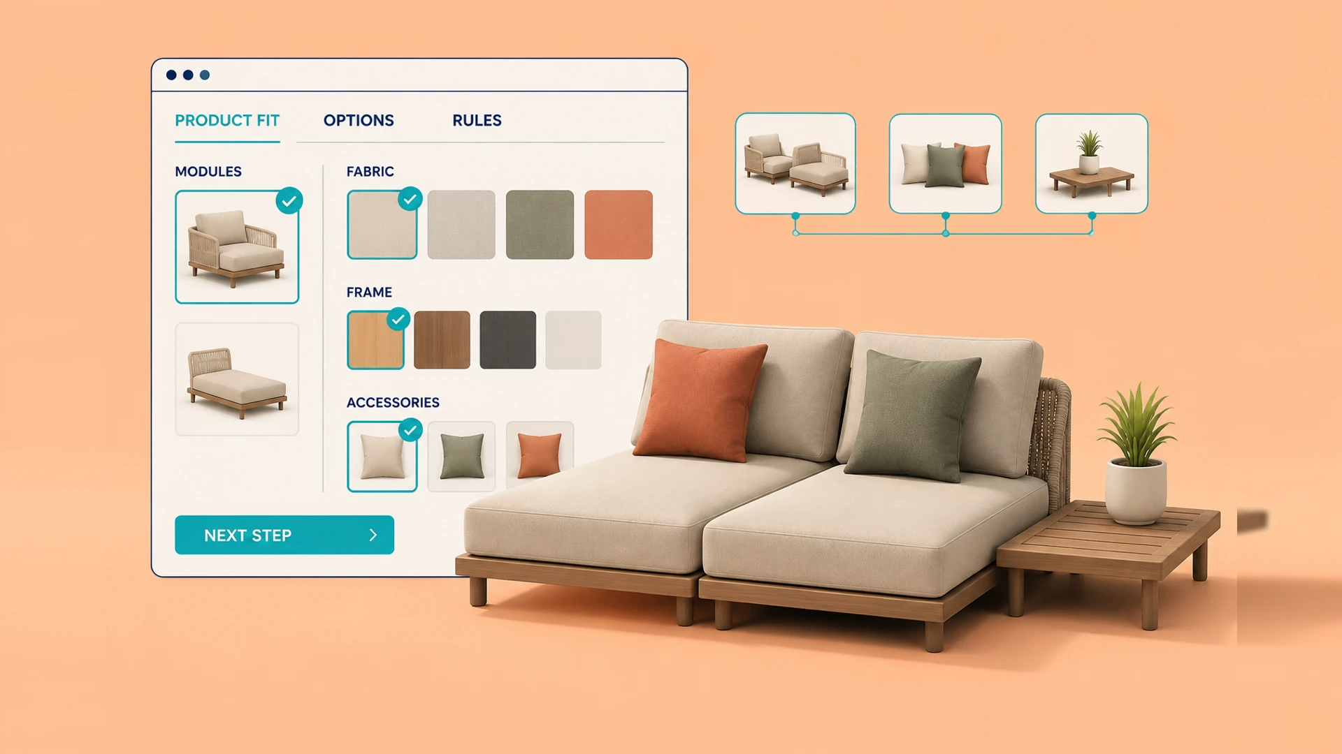 Project fit assessment for a modular outdoor sofa configurator